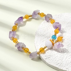 Raw Rough Natural Amethyst Nuggets Charm Beaded Stretch Bracelets for Women&nbsp;GG-CBA2C9C-07