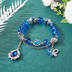 Glass & Alloy Rhinestone Beads Bracelets&nbsp;BJEW-TA00544