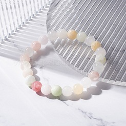 8mm Natural Colorful Green Jade Round Beads Stretch Bracelet&nbsp;BJEW-JB07219