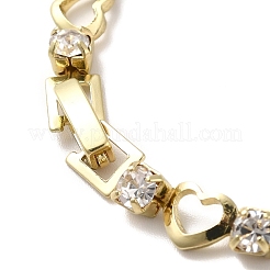 Rack Plating Iron Heart & Square Link Chains Bracelet with Cubic Zirconia&nbsp;BJEW-I300-02G