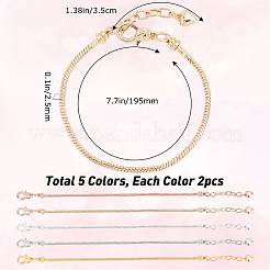 10Pcs 5 Colors Brass European Style Bracelet Making&nbsp;MAK-SC0001-10