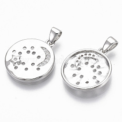 Brass Micro Pave Cubic Zirconia Pendants&nbsp;KK-R130-022P-NF