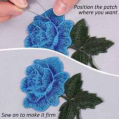 14Pcs 7 Colors Rose Flower Shape Computerized Embroidery Cloth Iron on/Sew on Patches&nbsp;PATC-CP0001-04