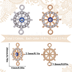 32Pcs 2 Colors Alloy Crystal Rhinestone Connector Charms&nbsp;FIND-SC0006-53