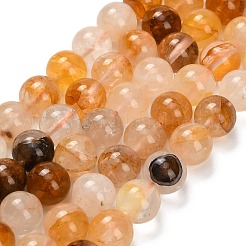 Natural Yellow Hematoid Quartz/Golden Healer Quartz Beads Strands&nbsp;G-F820-K03-10mm