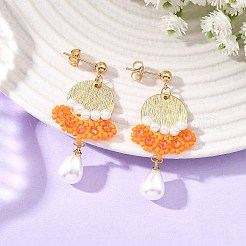 Brass Glass Seed Bead Chandelier Earrings&nbsp;EJEW-MZ00762