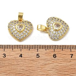 Heart Brass Micro Pave Cubic Zirconia Pendants&nbsp;KK-M325-16A-G