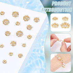 16Pcs 4 Style Rack Plating Brass Cubic Zirconia Bead Caps&nbsp;KK-BC0013-52