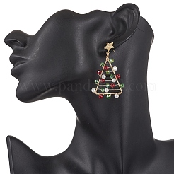 Christmas Trees Glass Beads Dangle Stud Earrings&nbsp;EJEW-TA00659