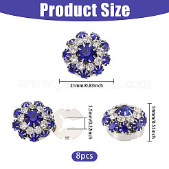 8Pcs Brass Rhinestone Cufflinks&nbsp;BUTT-GL0001-07A