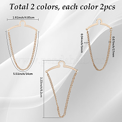 4Pcs 2 Colors Brass Hanging Chains Collar Pins Tie Clips&nbsp;AJEW-SC0004-03