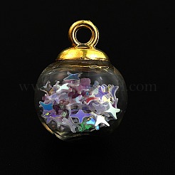 Transparent Glass Globe Pendants&nbsp;FIND-WH0146-35A