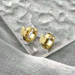 Vacuum Plating PVD Vacuum Plating 201 Stainless Steel Butterfly Hoop Earrings&nbsp;EJEW-Q002-04G
