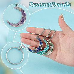 Moon Tibetan Style Alloy & Gemstone Chip Keychains&nbsp;KEYC-AB00069