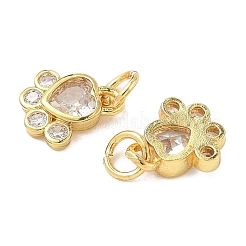 Brass Pave Cubic Zirconia Paw Print Charms&nbsp;KK-I355-17G-06