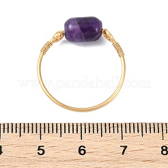 Natural Amethyst & Apatite & Tiger Eye & Amazonite & Rose Quartz Beads Finger Rings&nbsp;RJEW-JR01043