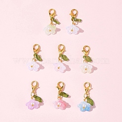 8Pcs 8 Colors Flower Acrylic Pendant Decorations&nbsp;HJEW-FS00034-04