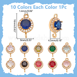10Pcs 10 Colors Brass Micro Pave Cubic Zirconia Connector Charms&nbsp;KK-WR0001-67