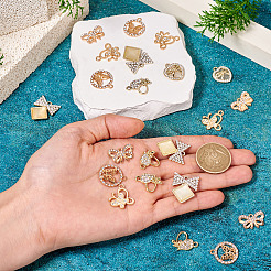 24Pcs 6 Styles Alloy Crystal Rhinestone Pendants&nbsp;FIND-TA0006-20LG