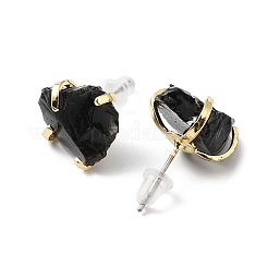 Raw Rough Natural Obsidian Stud Earrings&nbsp;EJEW-R148-01LG-03