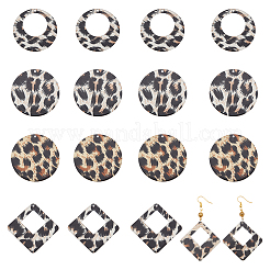 24Pcs 4 Style Transparent Acrylic Pendants&nbsp;TACR-AR0001-13