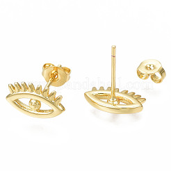 Brass Evil Eye Stud Earrings for Women&nbsp;EJEW-N011-50