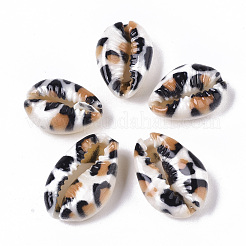 Printed Natural Cowrie Shell Beads&nbsp;SSHEL-R047-01-B03