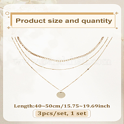 3Pcs Brass Disc Pendant 3 Layer Necklaces for Women&nbsp;NJEW-LP0009-31
