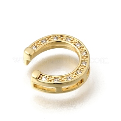 Brass Micro Pave Clear Cubic Zirconia Slide Charms&nbsp;KK-Z155-18G