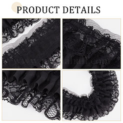 5 Yards 3-Layer Pleated Polyester Chiffon Lace Trim&nbsp;OCOR-WH0082-01B