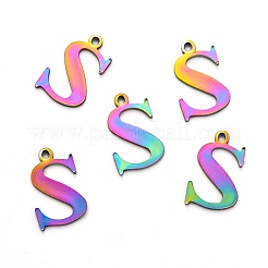 Ion Plating(IP) 304 Stainless Steel Alphabet Charms&nbsp;STAS-H122-S-M