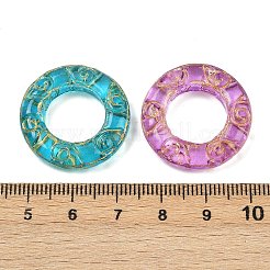 Baking Paint and Golden Metal Enlaced Glass Beads&nbsp;X-DGLA-T004-13M