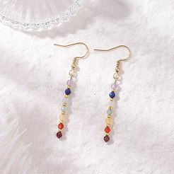 Natural Mixed Stone Round Dangle Earrings&nbsp;EJEW-JE06667-01