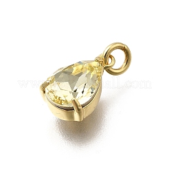 Teardrop Brass with Glass Charms&nbsp;KK-G525-09G