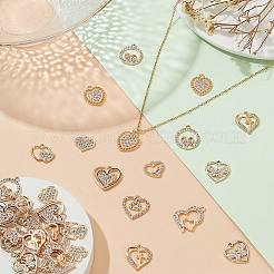 40Pcs 10 Styles Alloy Rhinestone Pendants&nbsp;ALRI-AR0001-10