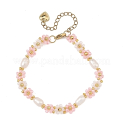 Natural Rice Pearl Flower Glass Seed Beaded Bracelets for Women&nbsp;BJEW-MZ00352