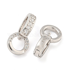 925 Sterling Silver Micro Pave Clear Cubic Zirconia Twister Clasps&nbsp;STER-B005-46P
