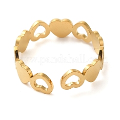 Hollow Heart 304 Stainless Steel Open Cuff Rings for Women&nbsp;RJEW-N048-09G