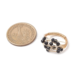 Natural Black Tourmaline Finger Rings&nbsp;RJEW-TA00221-04