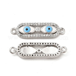 Brass Micro Pave Clear Cubic Zirconia Connector Charms with Enamel&nbsp;KK-E068-VB397-1
