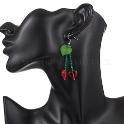 Heart 304 Stainless Steel Glass Dangle Earrings&nbsp;EJEW-JE06705