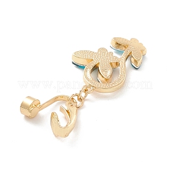 Double Butterfly Rhinestone Charm Belly Ring&nbsp;AJEW-F057-03G