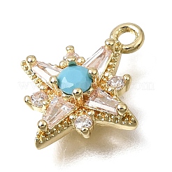 Brass Micro Pave Turquoise Cubic Zirconia Charms&nbsp;CU-CBAC809-03G