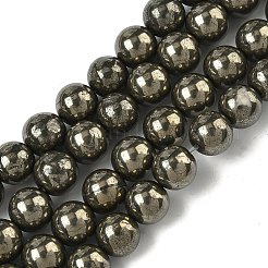 Natural Gold Pyrite/Golden Pyrite Beads Strands&nbsp;G-G459-B01-8mm