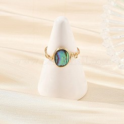 3Pcs Natural Paua Shell with Copper Wire Finger Rings for Women&nbsp;RJEW-JR01112