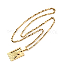 201 Stainless Steel Virgin Mary Pendant Wheat Chain Necklaces for Men&nbsp;NJEW-S387-09G-02