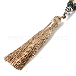 Natural Indian Agate Mala Prayer Round Beaded Wrap Necklaces with Long Tassel and Metal Tree of Life&nbsp;FS-WG93CBE-01
