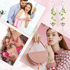 2Pcs Alloy Rhinestone Wine Glass Charm with K9 Glass Bead Keychains&nbsp;KEYC-OC00010