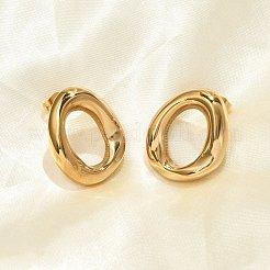 304 Stainless Steel Oval Stud Earrings&nbsp;EJEW-M073-06G