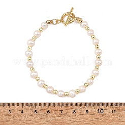 Natural Cultured Freshwater Pearl & Electroplate Non-magnetic Synthetic Hematite Beaded Bracelets for Women&nbsp;BJEW-JB14070